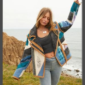 Free People We The Free Leia Denim Patched Moto Jacket Size/S